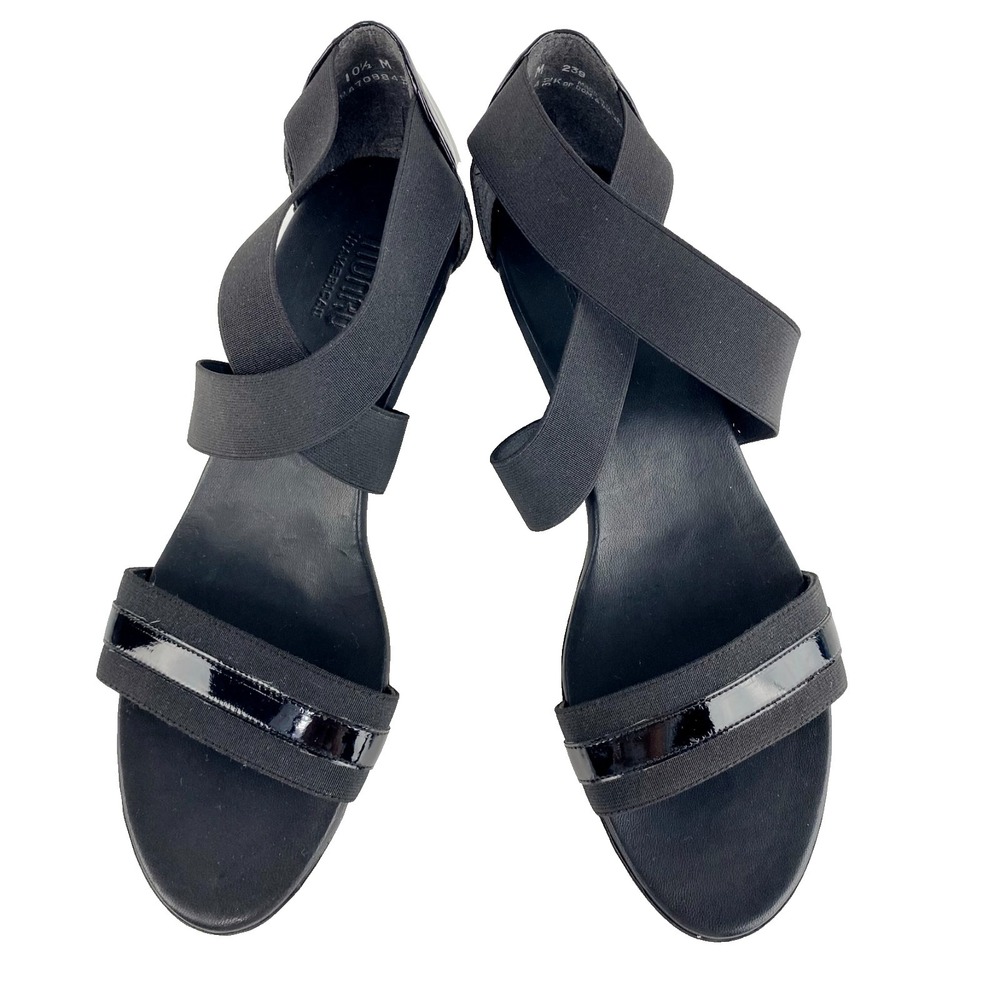 Munro Sandals Womens 10.5 M Black 2" Heels Soft Ankle Straps Comfort Slip On USA